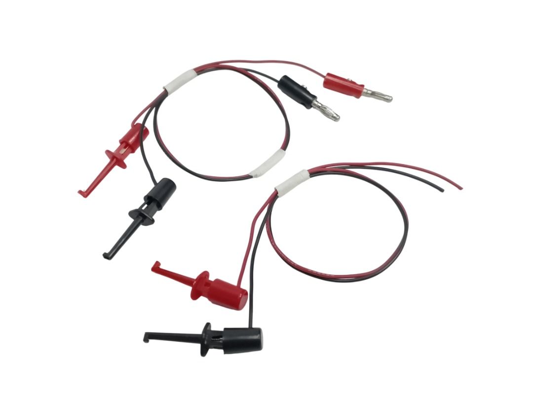 MINI TEST HOOK PROBE SPRING CLIP for MULTIMETER LEAD WIRE STRANDED BLACK and RED, 1-PAIR (Category: Electrical, Adaptors & Sockets) located in Quezon City. Submitted by besteinpc (Listing ID 1449868030, Image 3). Description: MINI TEST HOOK PROBE SPRING CLIP for MULTIMETER LEAD WIRE STRANDED BLACK and RED, 1-PAIR FEATURES: VARIATION: 👉a. Test Probe to Banana Plug 👉b. Test Probe to OPEN WIRE 👉Hook Length: Approx. 4 mm 👉Color: Black and Red BEN