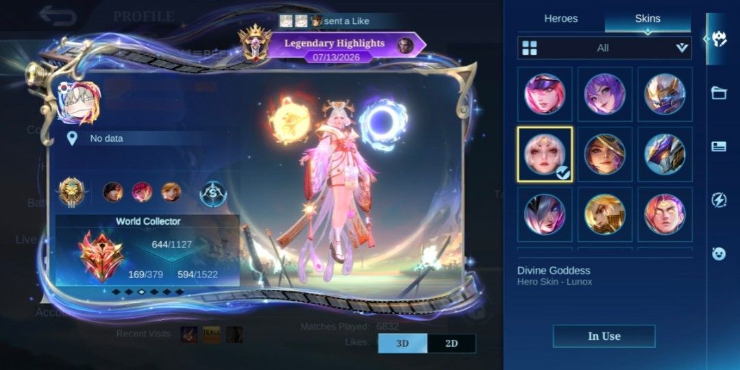 Mlbb world collecter (Category: Game Gift Cards & Accounts) located in Petaling Jaya. Submitted by ashlara (Listing ID 1449941307, Image 1). Description: can negotiate pm me for faq.