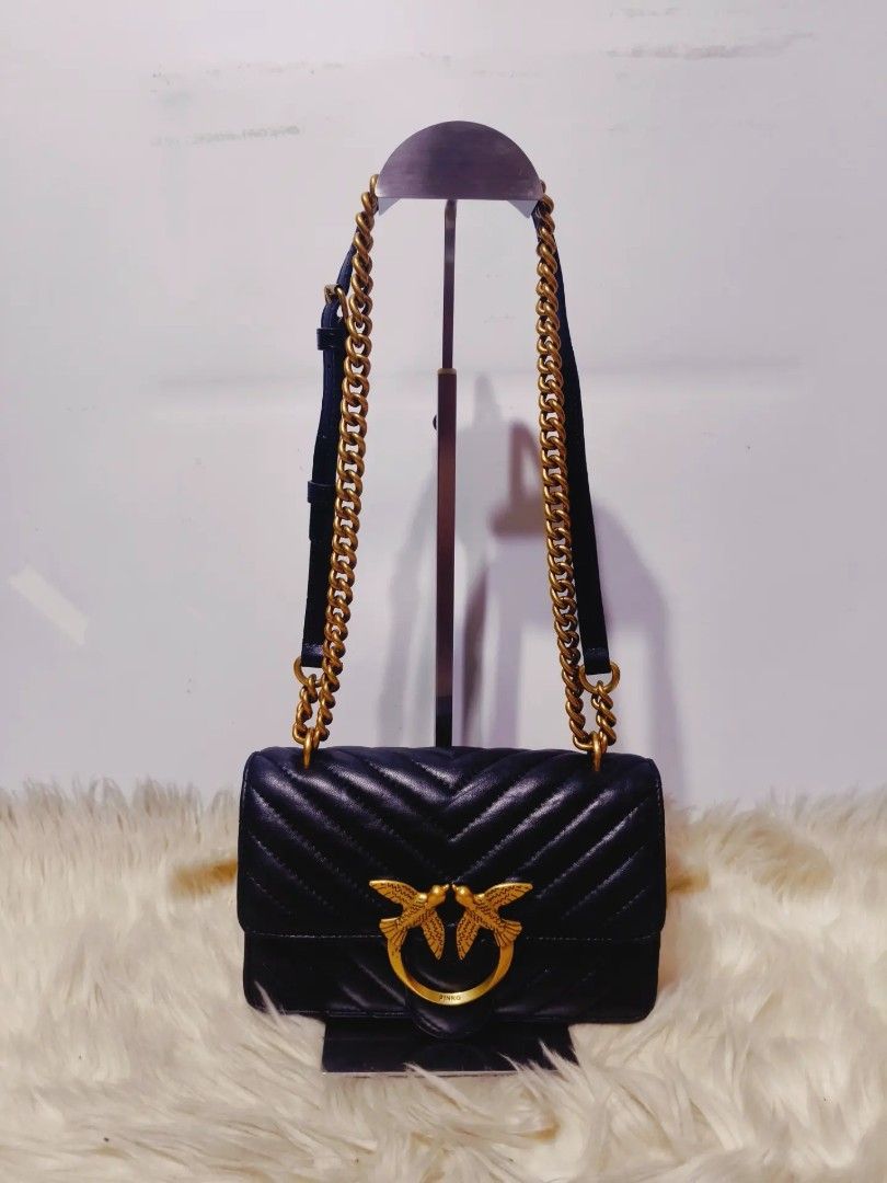 Pinko Love One Mini Crossbody Bag (Category: Shoulder Bags) located in Caloocan City. Submitted by secondhand_shop2 (Listing ID 1449845271, Image 1). Description: Sale❗Sale❗Sale❗ ₱1,880 Original PINKO Pinko Love One Mini Crossbody Bag small Black Vintage Gold hardwares Pure genuine leather 📌First to pay!.
