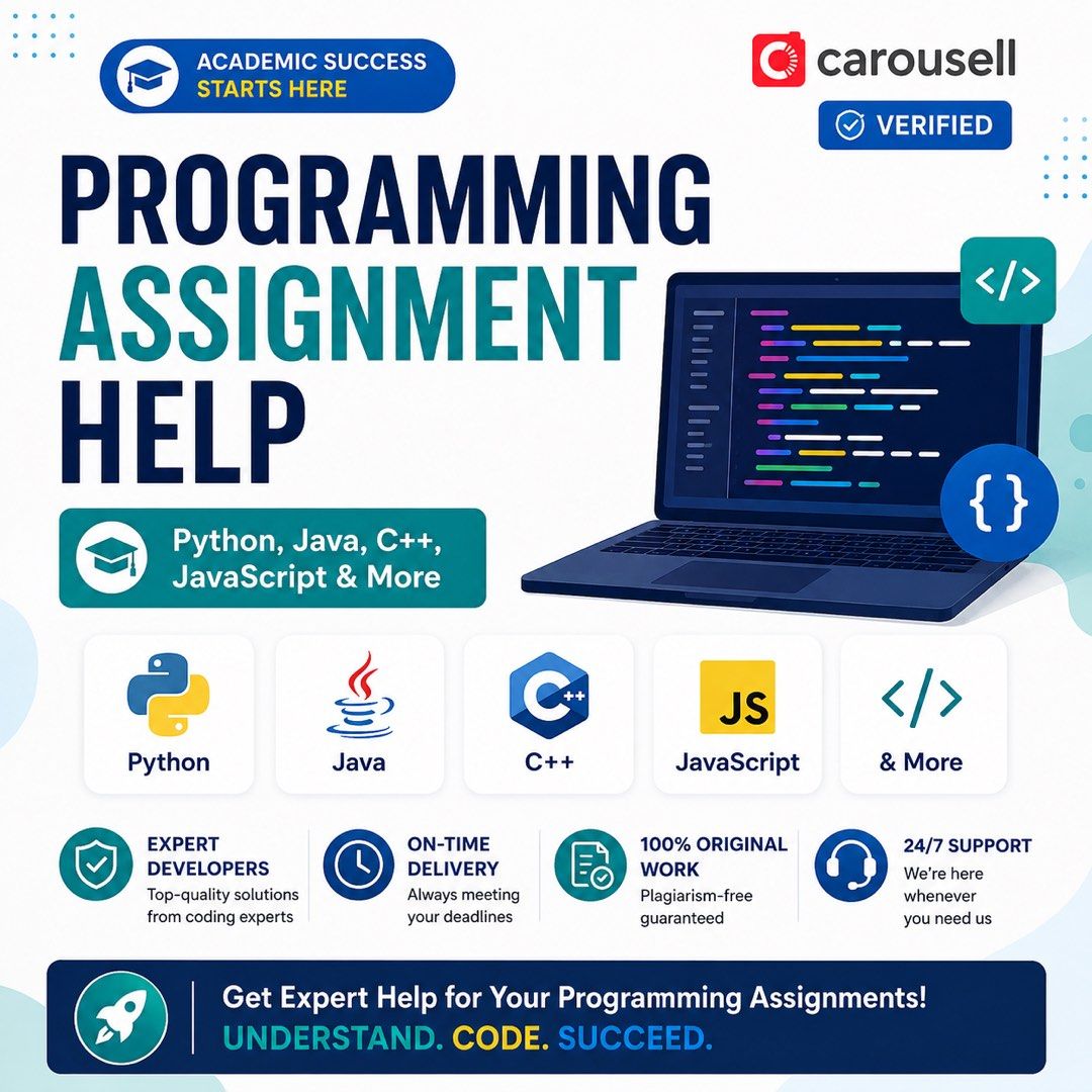 Programming assignments / Coding Assignment Help Service University Polytechnic Service Python SQL Linux Javascript C++ Helper Autocad SPSS Revit STATA Solidworks Matlab, Web Developer, Web designer, Coder, Programmer (Category: IT & Programming) located in Singapore. Submitted by writing.company (Listing ID 1401443398, Image 2). Description: Whats app: https://alvo.chat/7T44 Whats app: 8154 4121 DM us on Tele: https://bit.ly/4tJJN4g Tele usernam