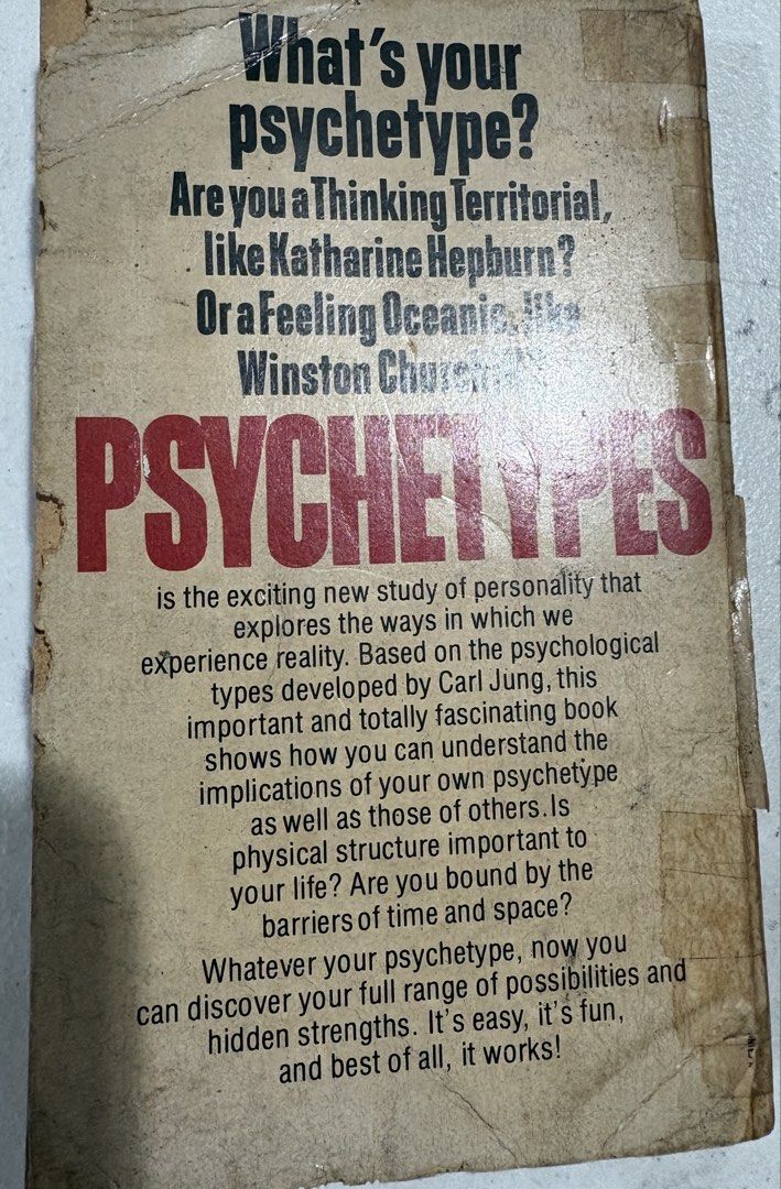 Psychetypes by Michael Malone - Discover Your Personality Potential (Category: Storybooks) located in Quezon City. Submitted by zimmermanj (Listing ID 1449829228, Image 2). Description: - Discover your potential with this insightful book. - Explores reality based on Carl Jung's psychological types. - Learn about your own psychetype. - Gain a better understanding of others. - Fun and effective self-discovery tool..