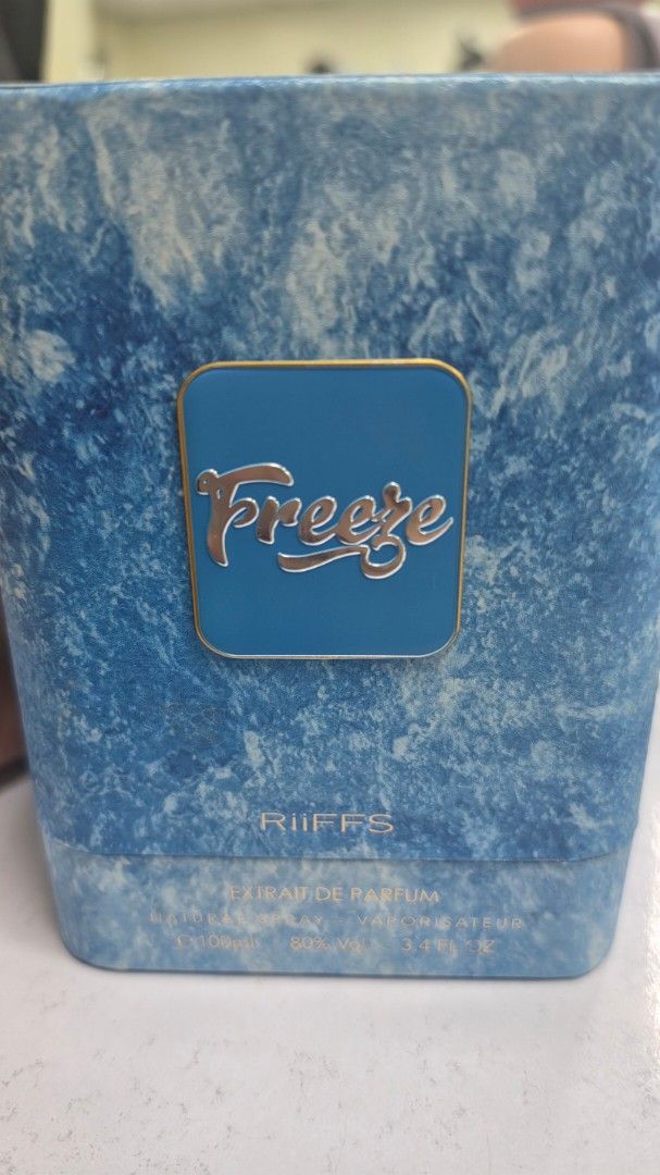 RIFFS Freeze Eau de Parfum (Category: Fragrance & Deodorants) located in Quezon City. Submitted by mintchoco000 (Listing ID 1449766334, Image 1). Description: - Few sprays missing, no cello - bought from WesWorld - selling for a friend, not my perfume po 📍 Fairview QC Grab/Lala/J&T Sf c/o buyer.