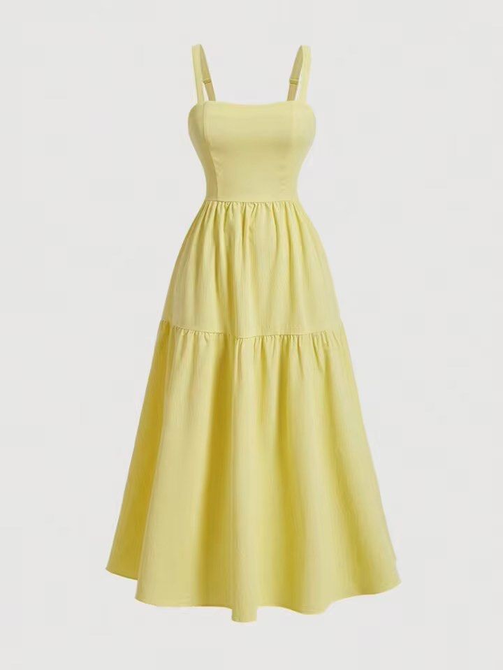 Shein Yellow Backless Bow Tie Maxi Dress (Category: Dresses) located in Manila. Submitted by dejunk.mnl (Listing ID 1449911276, Image 2). Description: Premium quality dress Very pretty in actual Stretchable & adjustable Fits up to M.