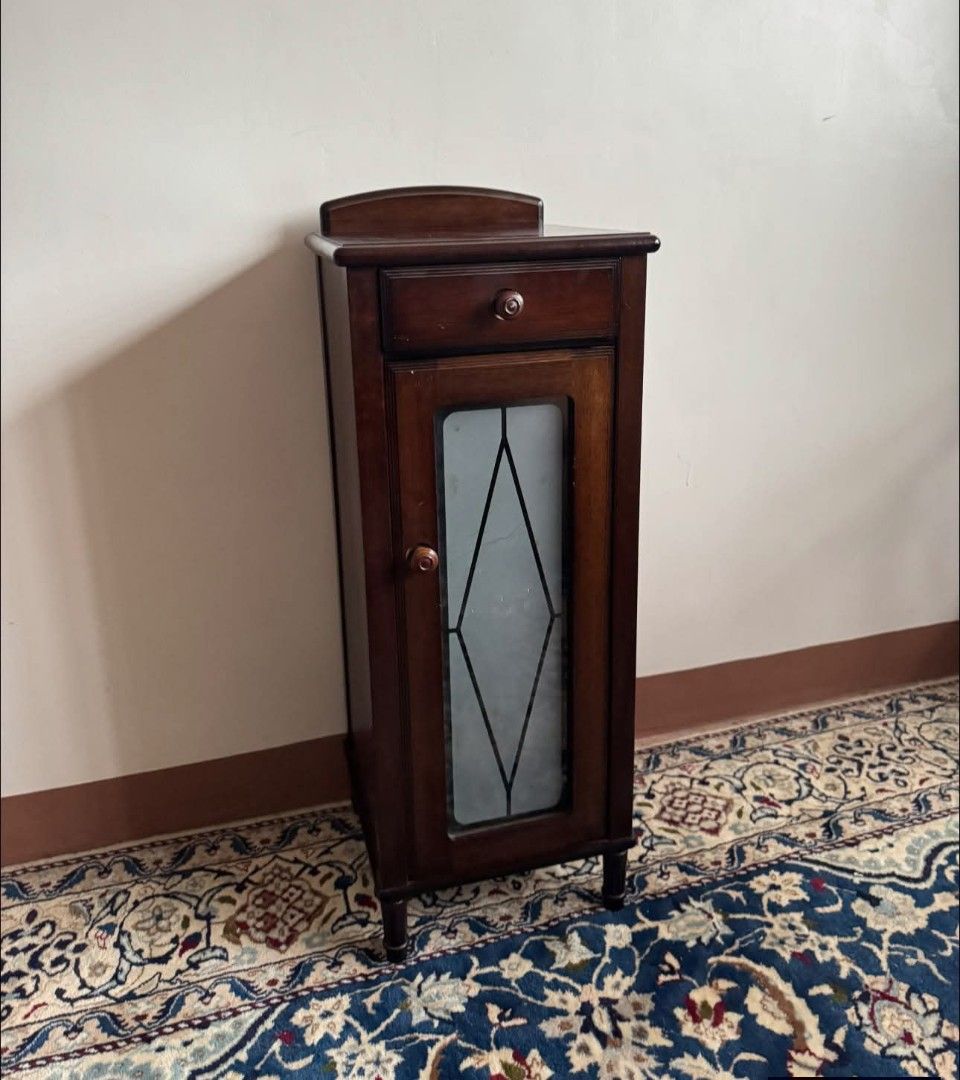 Side table (Category: Tables & Sets) located in Meycauayan. Submitted by marygracecasimiro (Listing ID 1449812136, Image 2). Description: Available - Wooden Small Side Table Cabinet In good condition 2.5k Check photos first before buying✅ DM to Inquire🧡 Item will be sold AS IS. Please refrain from purchasing if you are particular about USED items and imperfections Major issues will be stated or shown through pictures if there is any.🧡.