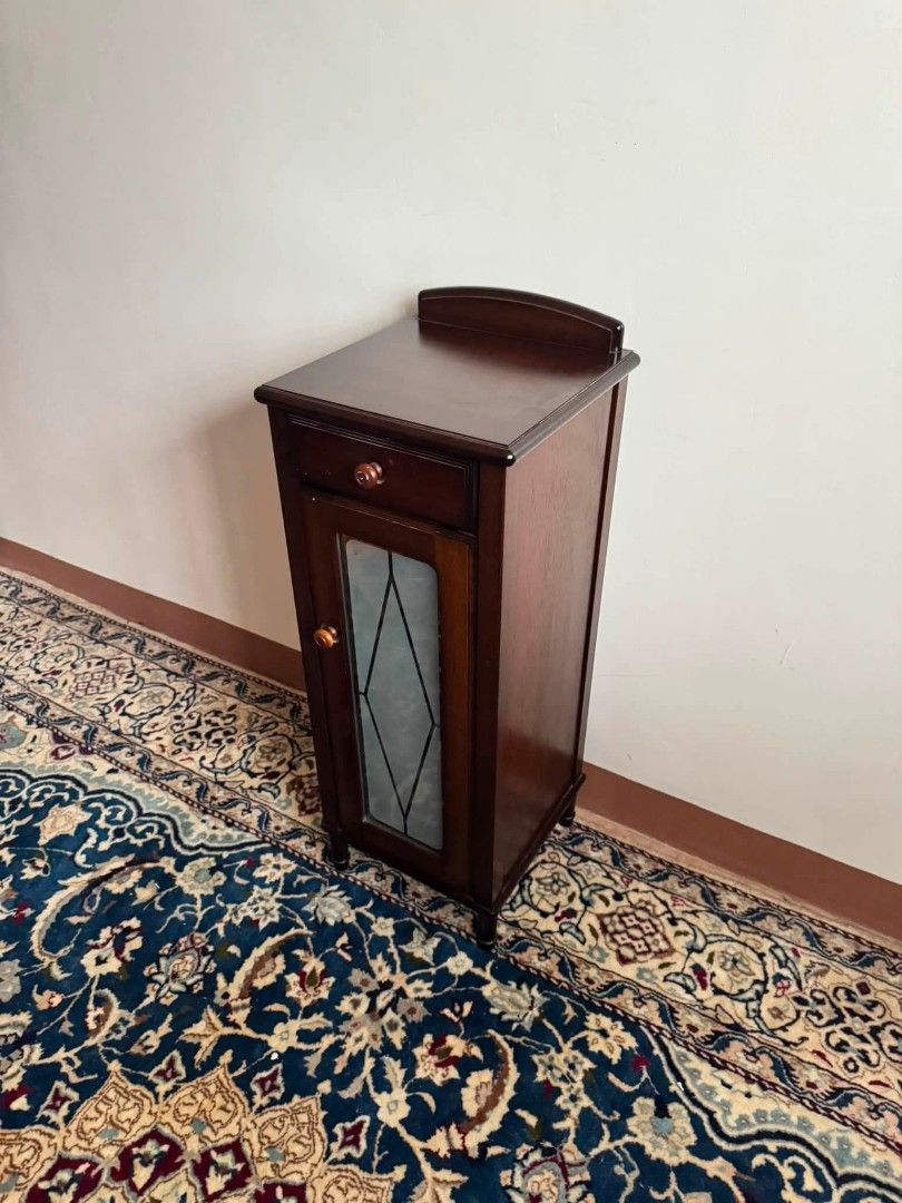 Side table (Category: Tables & Sets) located in Meycauayan. Submitted by marygracecasimiro (Listing ID 1449812136, Image 3). Description: Available - Wooden Small Side Table Cabinet In good condition 2.5k Check photos first before buying✅ DM to Inquire🧡 Item will be sold AS IS. Please refrain from purchasing if you are particular about USED items and imperfections Major issues will be stated or shown through pictures if there is any.🧡.