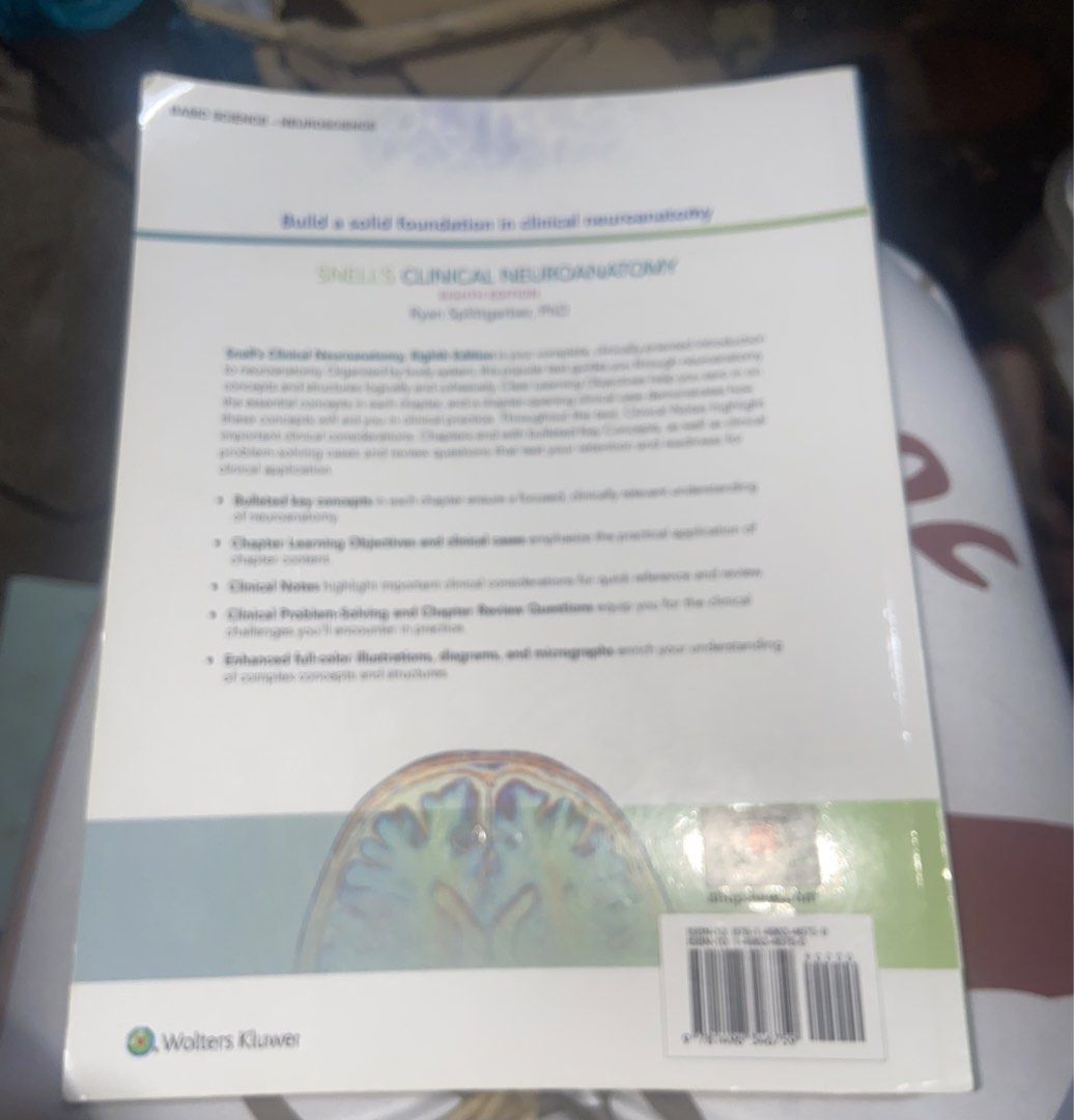 Snell's Clinical Neuroanatomy Eighth Edition Textbook (Category: Textbooks) located in Leyte. Submitted by amg_2003 (Listing ID 1449852145, Image 2). Description: - Snell's Clinical Neuroanatomy, Eighth Edition by Ryan Splitgerber - Original bought from C&E.