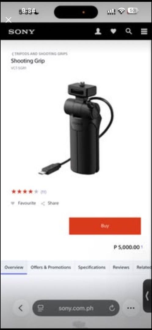 Sony VCT-SGR1 Shooting Grip (Category: Tripods & Monopods) located in Caloocan City. Submitted by srdmarjori21523 (Listing ID 1449888468, Image 2). Description: - Sony VCT-SGR1 shooting grip - Ideal for vlogging and stable shots - Dedicated photo and movie buttons - Connects via USB - Compatible with select Sony cameras - Provides better control for videos and photos.