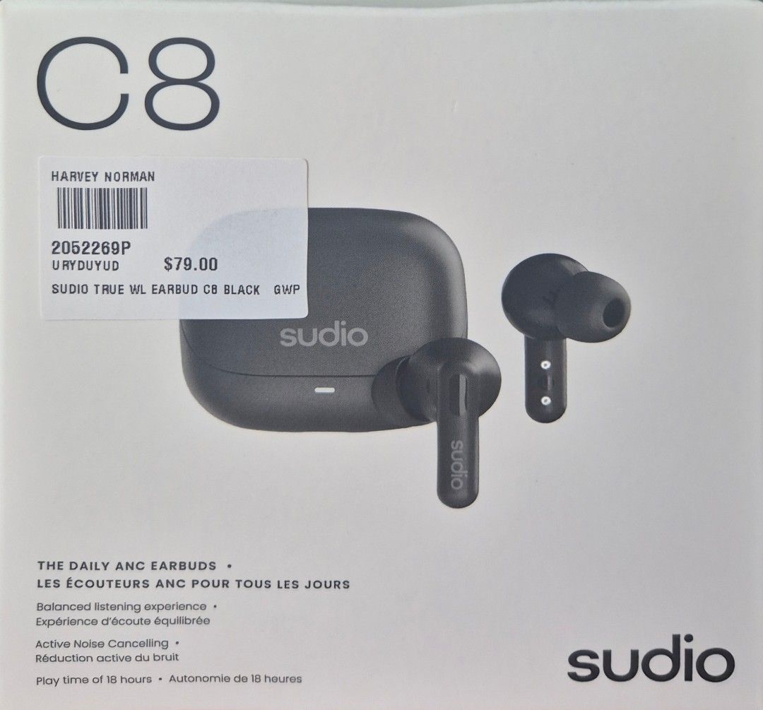 Sudio True Wireless ANC Earbuds C8 Black