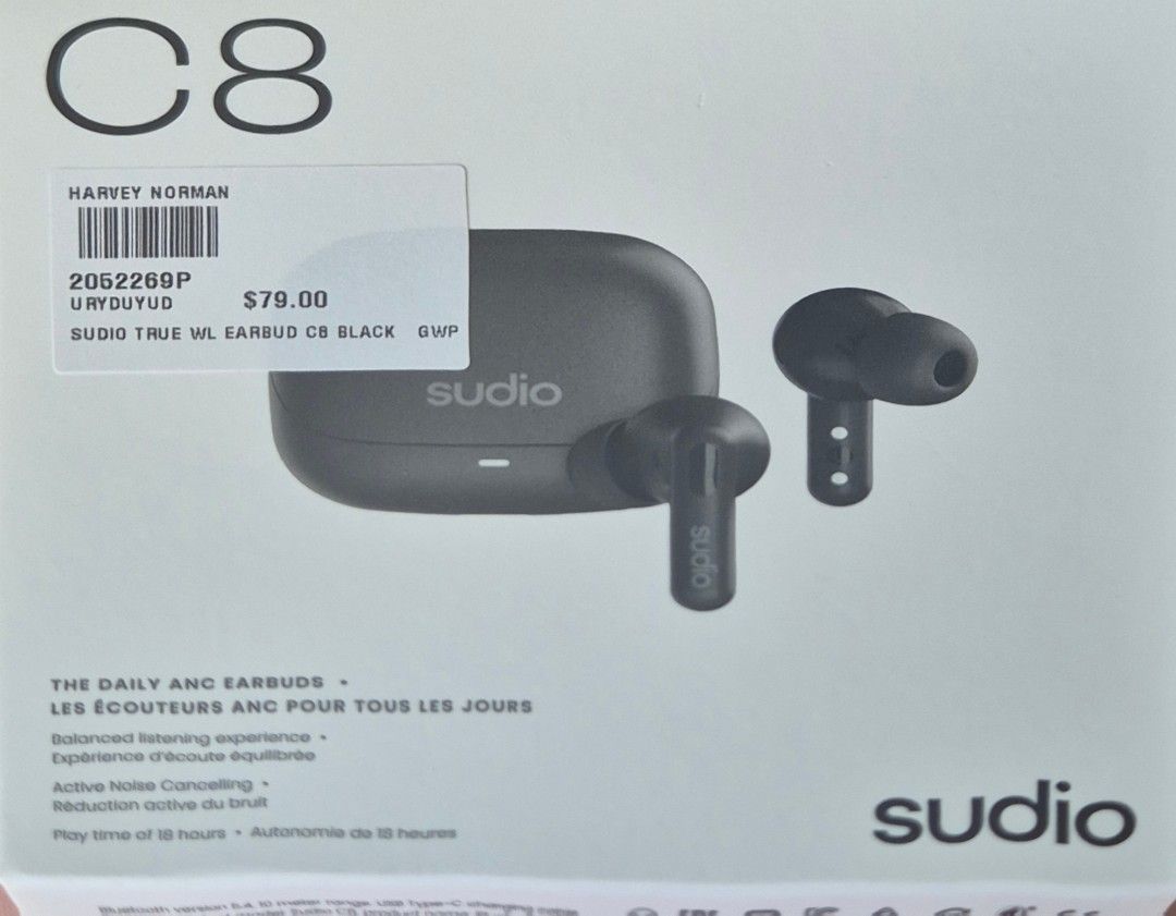 Sudio True Wireless ANC Earbuds C8 Black510092515088148482