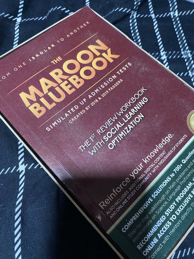 The Maroon Bluebook (2020) (Category: Textbooks) located in Maydolong. Submitted by ionlogs (Listing ID 1449931683, Image 1). Description: MAROON BLUE BOOK (Simulated Admission Tests Workbook) Ps. haven’t been used. skimmed through the pages, but that’s it. scratches probably from being stocked up lang but that’s it. [Reservation|Policy|Payment] ✺ We require 25% of the payment for reservation ✺ This fee will be deducted from your total balance an