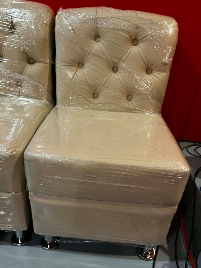 Tufted Sofa (Double and Single) (Category: Sofas) located in Santa Rosa. Submitted by thebuzzbee (Listing ID 1449921913, Image 1). Description: 📌 COMMERCIAL-GRADE LOUNGE SOFA SET (1 Double + 1 Single) Used for 2 years in a bar setup. Structurally heavy-duty! Single: 1200 Double: 2400 ✨ FEATURES & MATERIAL: • Material: Synthetic leather (liquid-resistant, wipeable) • Base/Legs: Chrome metal footing (highly stable, built for heavy traffic) • Style