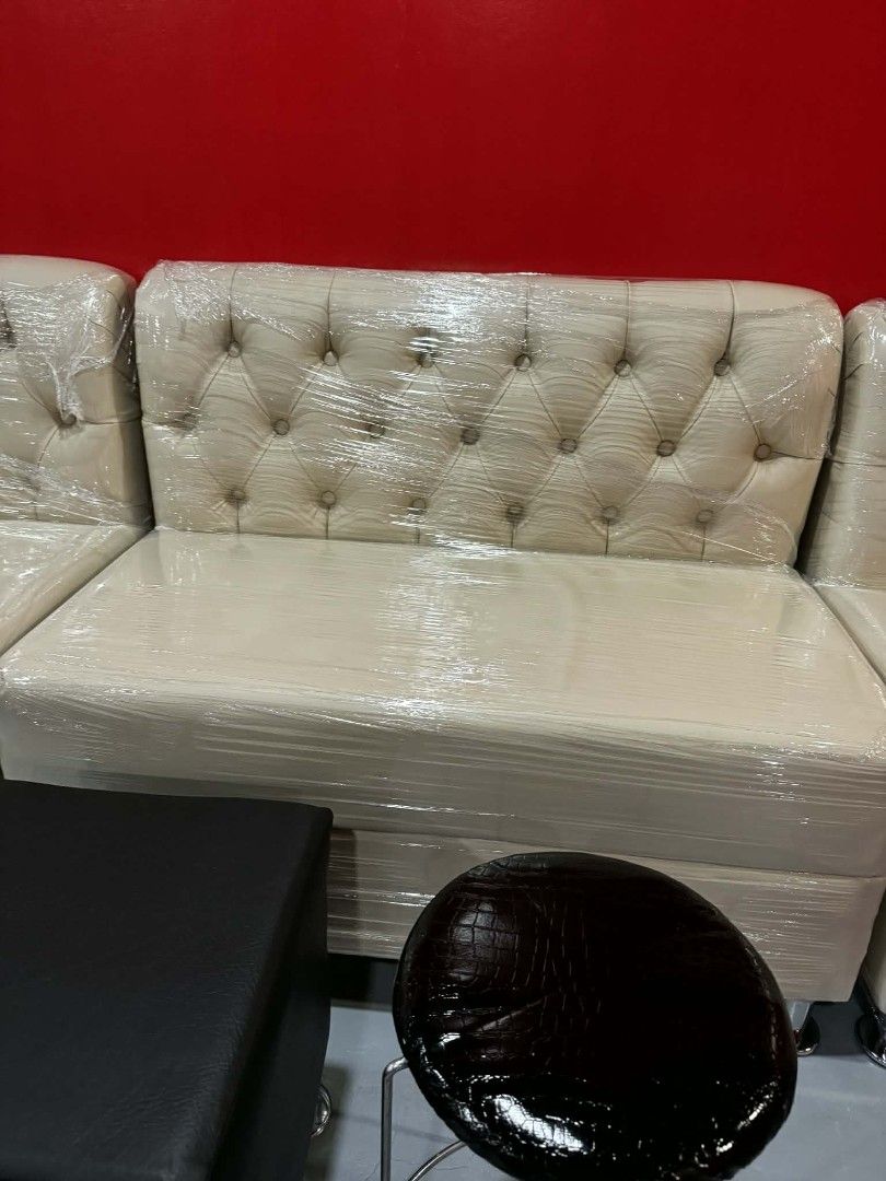 Tufted Sofa (Double and Single) (Category: Sofas) located in Santa Rosa. Submitted by thebuzzbee (Listing ID 1449921913, Image 2). Description: 📌 COMMERCIAL-GRADE LOUNGE SOFA SET (1 Double + 1 Single) Used for 2 years in a bar setup. Structurally heavy-duty! Single: 1200 Double: 2400 ✨ FEATURES & MATERIAL: • Material: Synthetic leather (liquid-resistant, wipeable) • Base/Legs: Chrome metal footing (highly stable, built for heavy traffic) • Style