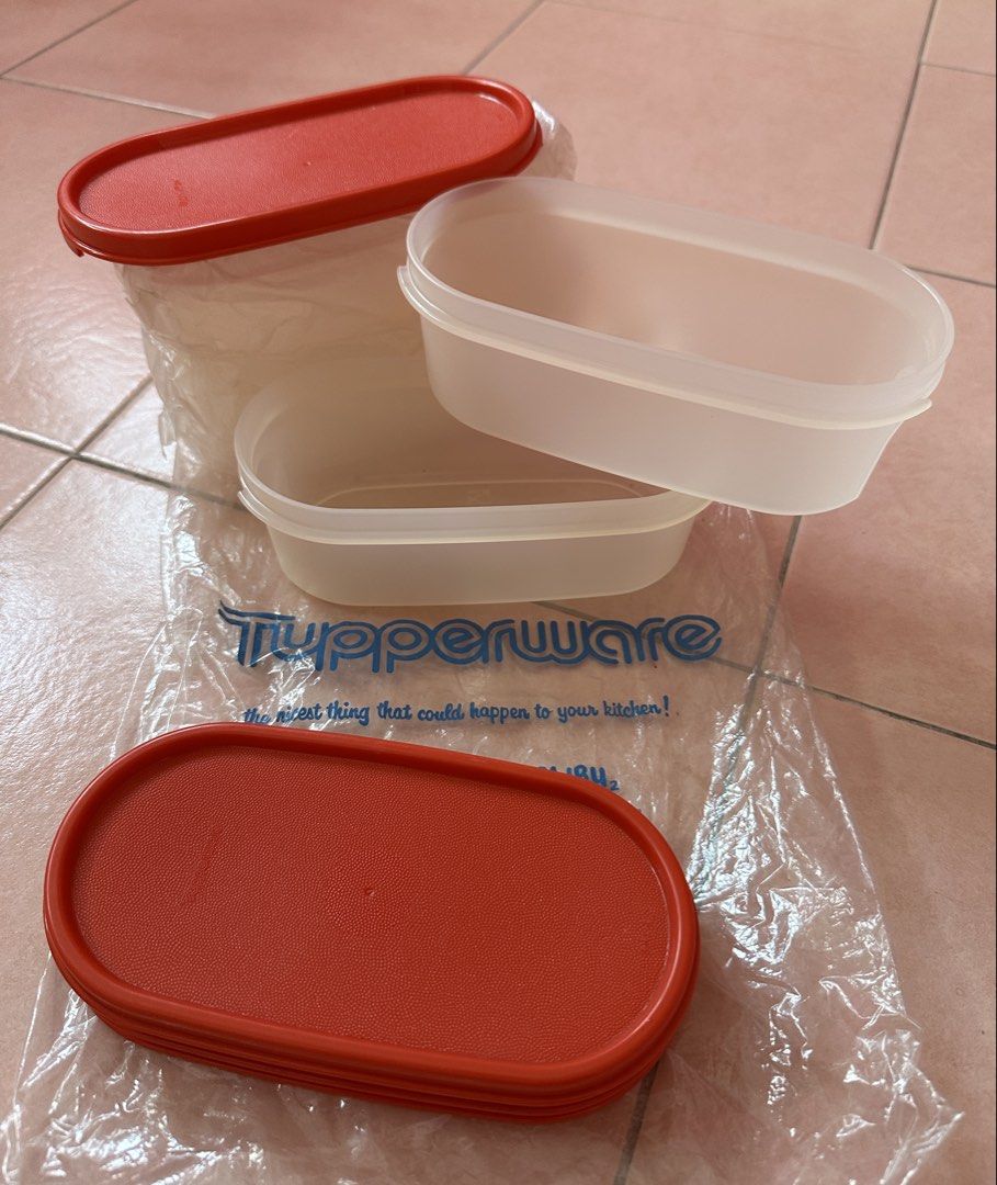 Tupperware Oval Food Containers Set Red Lids509932540705515521