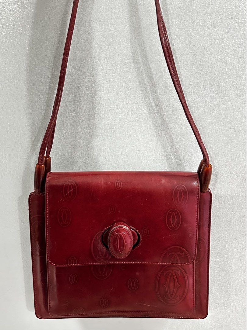 Vintage Cartier (Category: Luxury Bags & Wallets) located in Navotas City. Submitted by minaly_ (Listing ID 1449924001, Image 1). Description: Vintage Cartier Shoulder Bag Burgundy Leather Dual Shoulder Straps Single Exterior Pocket Logo Jacquard Lining & Single Interior Pocket Turn-Lock Closure at Front Dm me for the price Super nice in person! 100% guaranteed authentic.