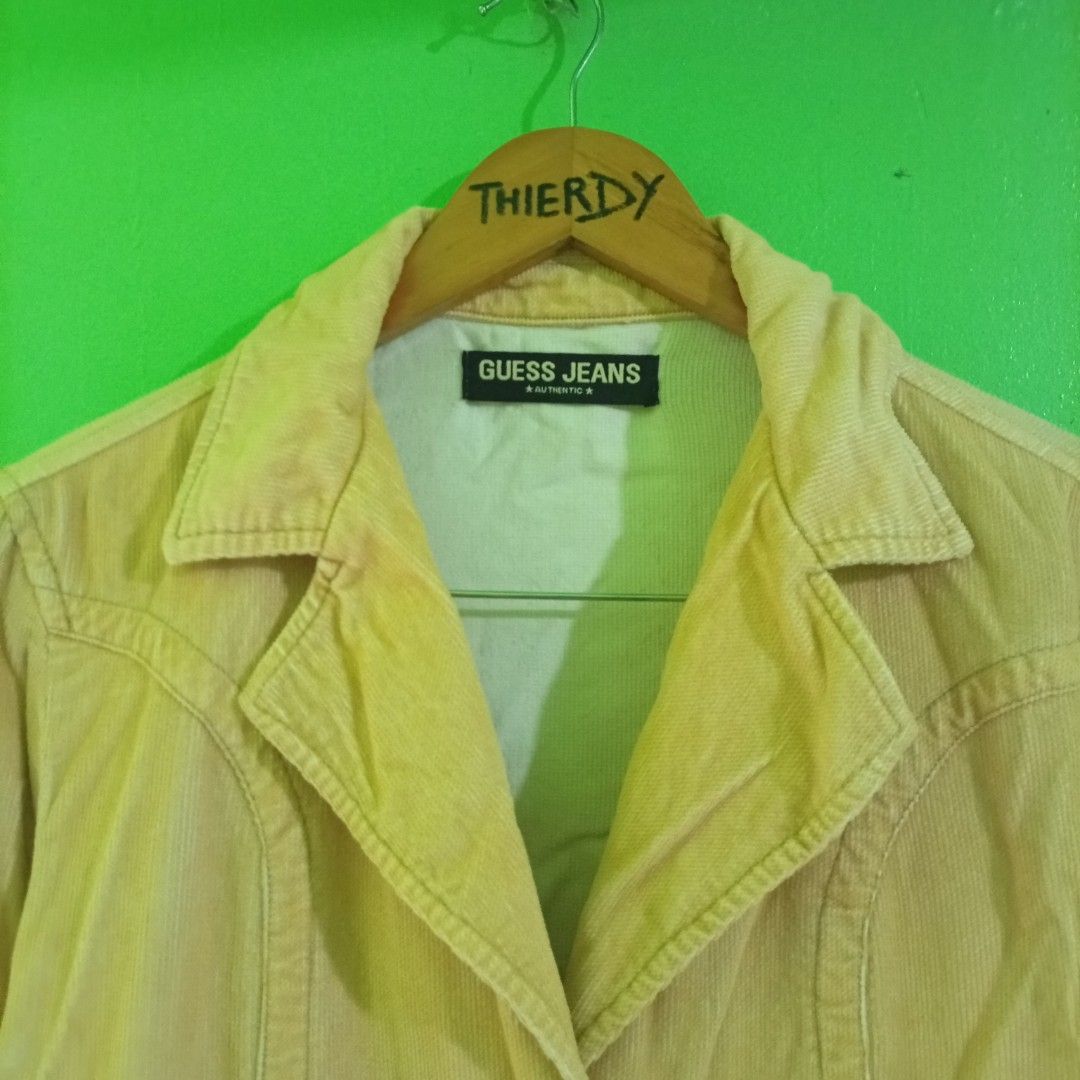 Vintage Guess (Category: Coats, Jackets and Outerwear) located in Manila. Submitted by mojonarchives (Listing ID 1449833848, Image 3). Description: Vintage Guess Corduroy jacket Size:Small Dimes: W18xL21.5 Sleeves:24 inch Delivery Every Saturday 🙏❤️ Location Quezon city MOP Gcash MOD Jnt Express 🚀🔥.