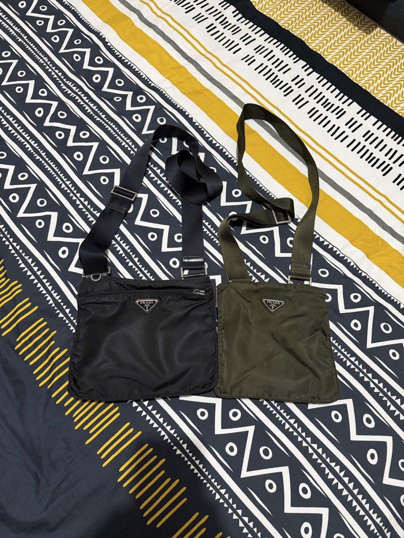 Vintage Prada Tessuto Sling Bag (Category: Luxury Bags & Wallets) located in Manila. Submitted by riverarome (Listing ID 1449799031, Image 2). Description: Vintage Prada Tessuto Sling Bag Black and Olive Green Still in good condition Manila/Makati Area .
