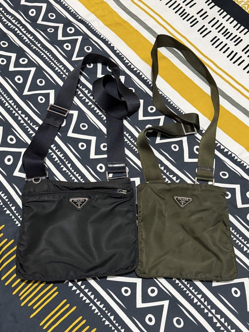 Vintage Prada Tessuto Sling Bag (Category: Luxury Bags & Wallets) located in Manila. Submitted by riverarome (Listing ID 1449799031, Image 1). Description: Vintage Prada Tessuto Sling Bag Black and Olive Green Still in good condition Manila/Makati Area .