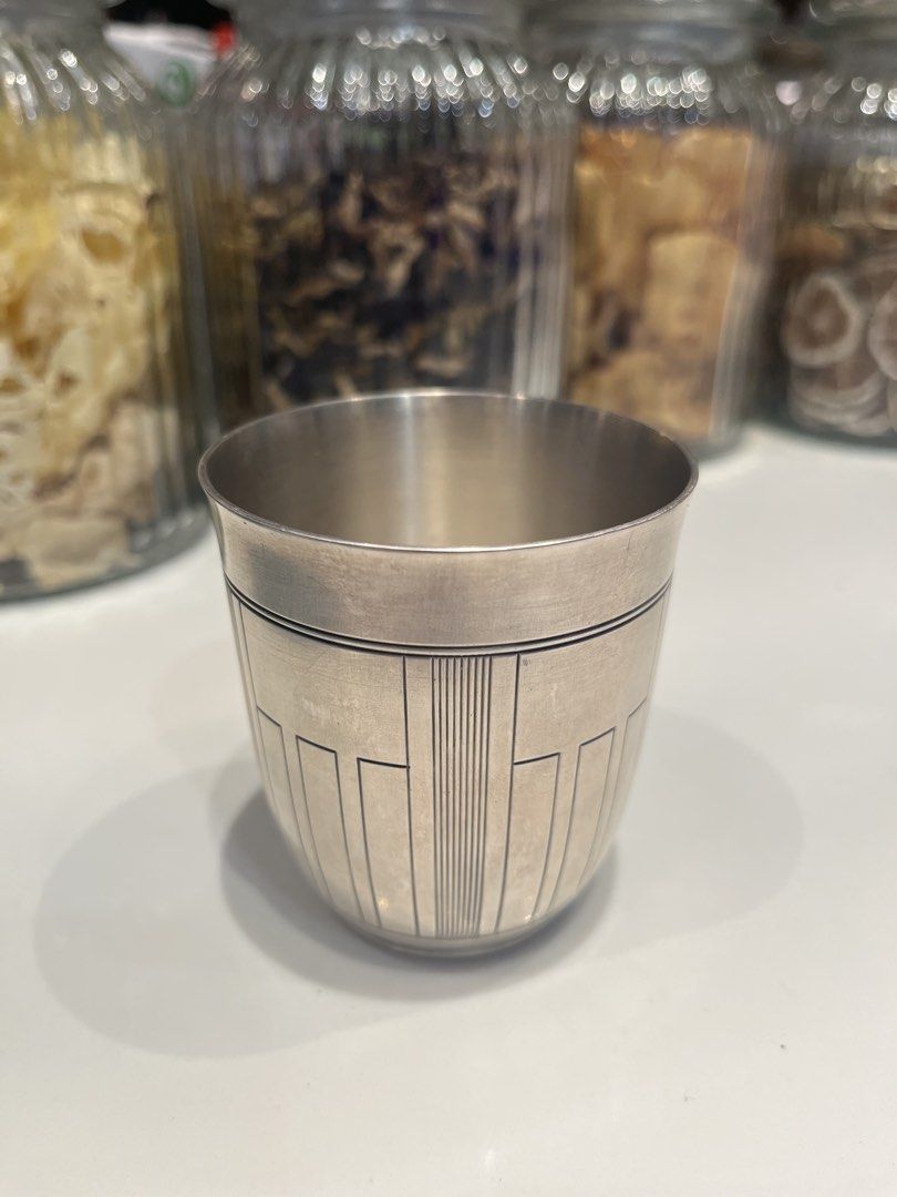 Vintage Silver Cup with Geometric Design (Category: Coffee & Tea Tableware) located in Iloilo. Submitted by yangfire (Listing ID 1449864084, Image 2). Description: - Unique vintage cup - Features an etched geometric pattern - Smooth and clean interior - Maker's mark possibly present on the bottom - Substantial, nice weight - Ideal for collectors or as a decorative accent what you see in the picture is what u can get.