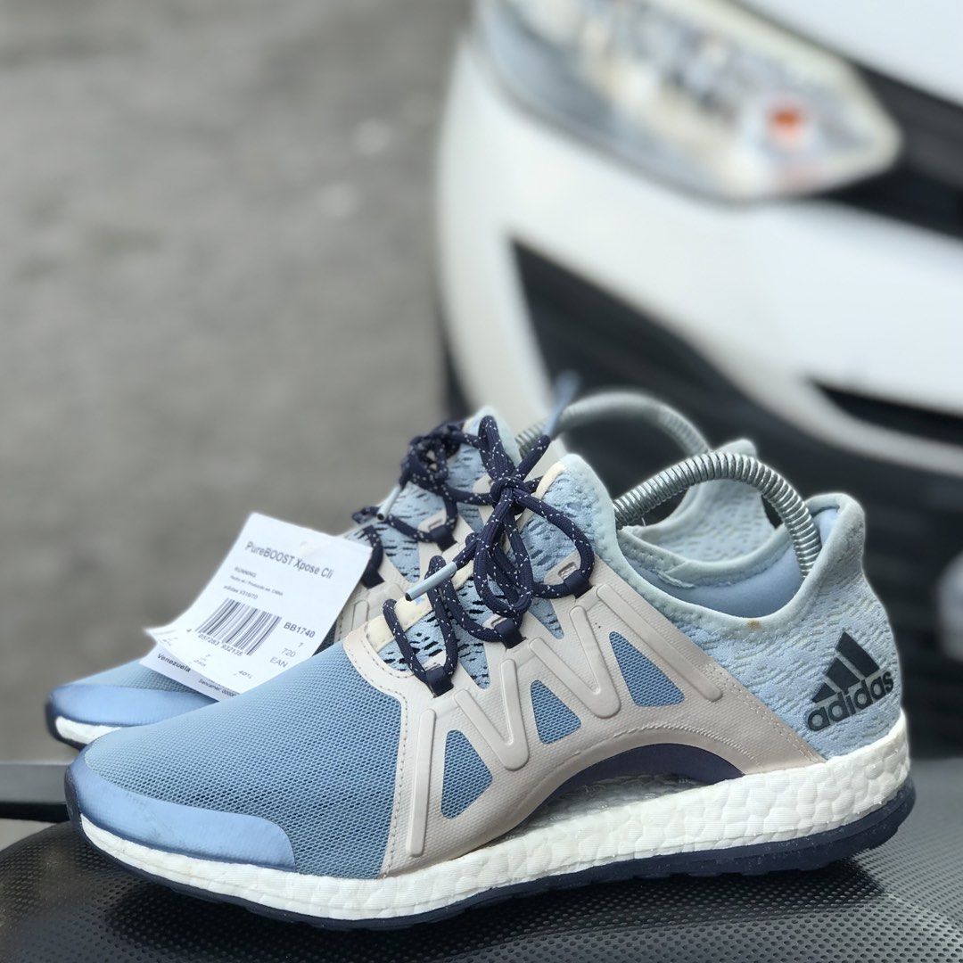 Adidas Pureboost Running Shoes (Category: Sneakers) located in San Fernando. Submitted by kickslocker (Listing ID 1449989896, Image 2). Description: - Adidas Pureboost Shoes - Size: 8.5 Women's / 7.5 Men's (25.5cm) - Colorway: Light Blue and Beige - Features: Responsive Boost sole for ultimate comfort - Condition: Excellent, worn only a few times - Ideal for: Running, gym, or everyday wear.