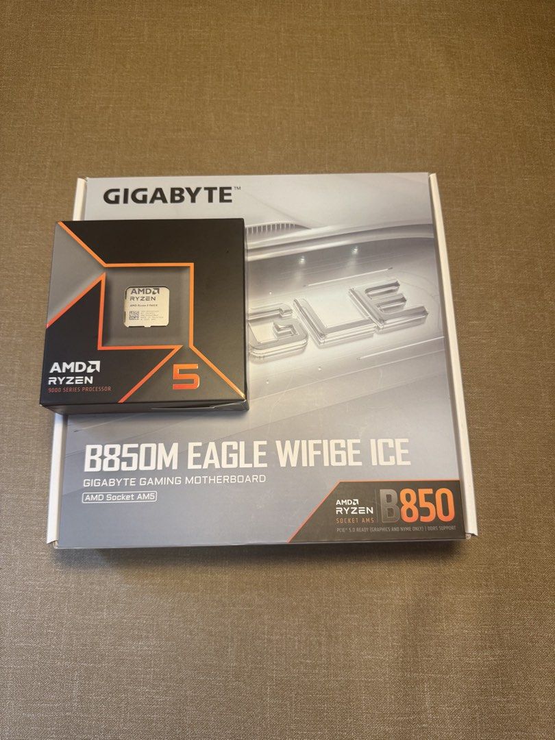 Amd am5 b850m gigabyte + ryzen 5 9600x bundle (Category: Desktops) located in Paranaque City. Submitted by robingo03 (Listing ID 1450053976, Image 1). Description: AMD Ryzen 5 9600X + Gigabyte B850M Eagle WiFi6E Bundle 💰 ₱19,999 ✅ Brand New ✅ Ryzen 5 9600X ✅ Gigabyte B850M Eagle WiFi6E ✅ DDR5 • PCIe 5.0 • WiFi 6E 📍 Parañaque City 🚚 Same-day shipping available 🤝 Pickup available Serious buyers only. Message for inquiries..