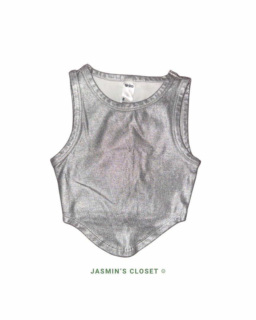 Anko Silver Tank Crop Top (Category: Sleeveless) located in Quezon City. Submitted by _jasminkae (Listing ID 1450071544, Image 1). Description: • Bought from Anko in Melbourne • Never used (i have grown out of crop tops) • Metallic silver color, perfect for night outs!.