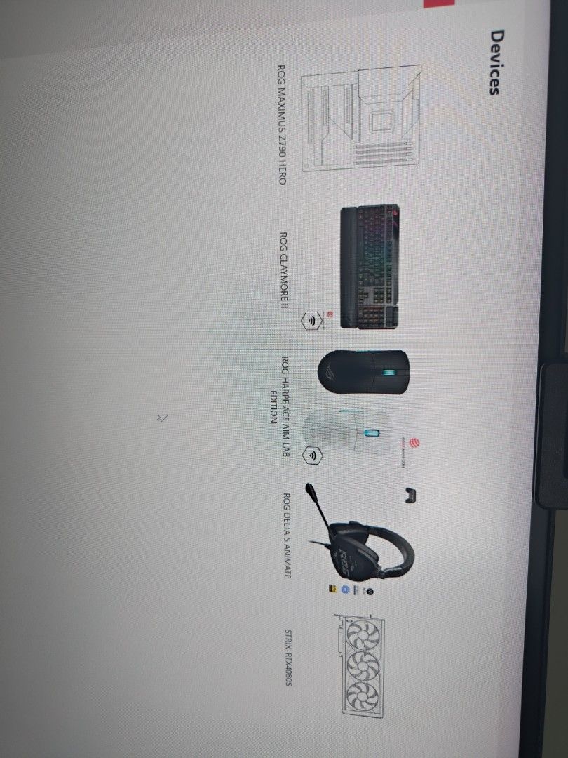 ASUS ROG Gaming Keyboard, Mouse, Headset, GPU, Motherboard