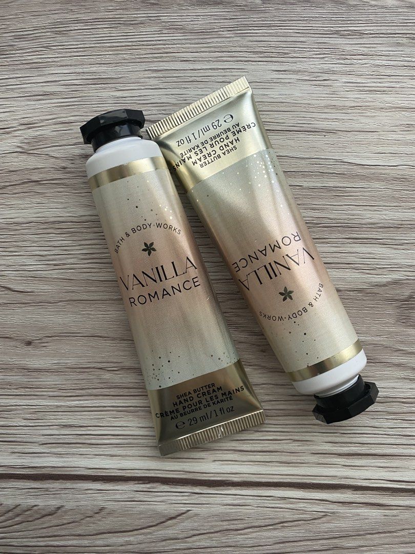 Bath & Body Works Vanilla Romance Hand Cream (Category: Hands & Nails) located in Makati City. Submitted by evenlysh (Listing ID 1450013831, Image 3). Description: Bath & Body Works Vanilla Romance Hand Cream 29 ml / 1 fl oz Warm, Woody, Vanilla Scent Bought January 2026 at Bath & Body Works Al Mirqab Mall in Doha, Qatar *Get 2 for P500.