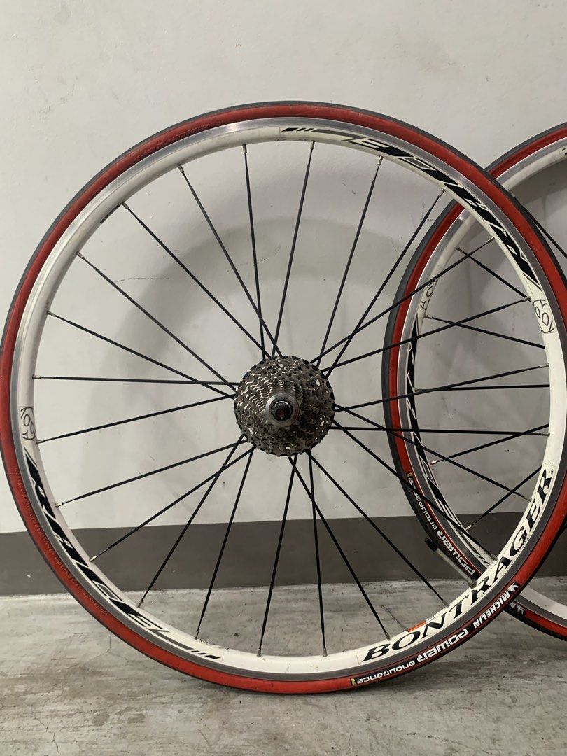 Bontrager Race wheelset (Category: Bicycles) located in Manila. Submitted by mnlbike (Listing ID 1450089273, Image 2). Description: Bontrager Race wheelset 700c Lightweight aero wheelset With brandnew michelin power endurance 25c tires With ultegra 6700 10 speed cassette 11-28t.
