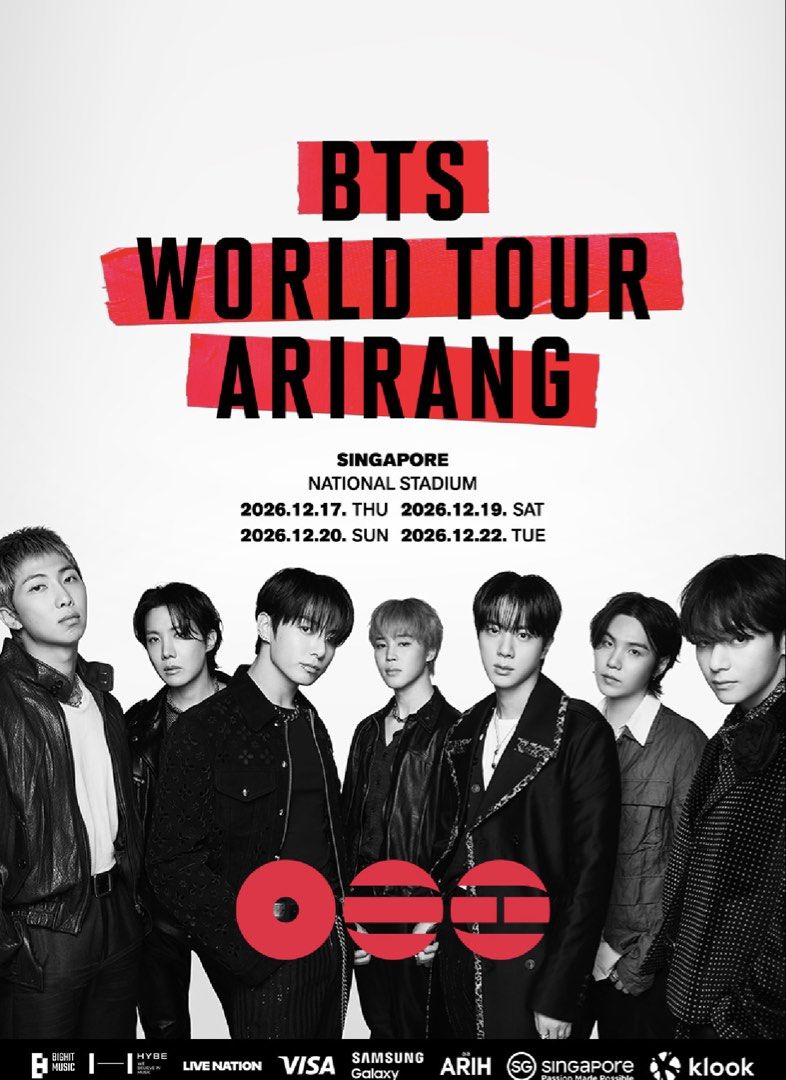 BTS Arirang Singapore Klook Experience Package (Category: Events Tickets) located in Davao. Submitted by high_vaultage (Listing ID 1450112369, Image 3). Description: 1 ticket only (CAT 3) Concert Date: December 19, 2026 (Sat) Price also includes 1x Oceanarium ticket +$5 Asian Food Hall meal voucher +10% OFF Dining Voucher RFS: nakabili na for bulacan Will give u my klook account ‼️ Strictly Payment first ‼️See account for legitimacy.