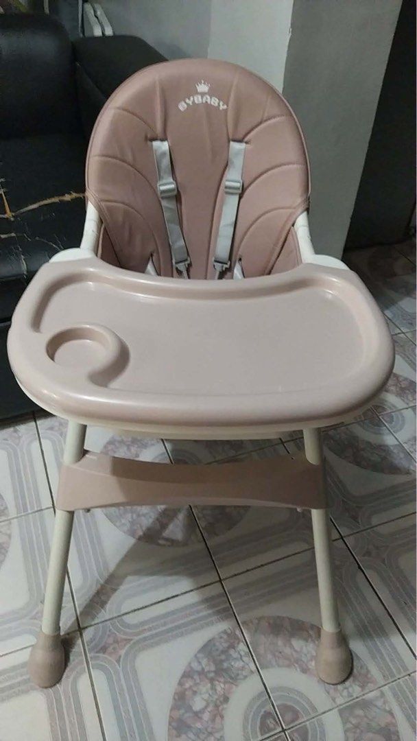 BYbaby Baby High Chair Pink (Category: Baby High Chairs) located in Caloocan City. Submitted by anzmxlb (Listing ID 1449977708, Image 1). Description: - Pink BYbaby high chair - Secure 5-point harness - Removable tray for easy cleaning - Sturdy and stable legs - Ideal for baby's meal times - complete set.
