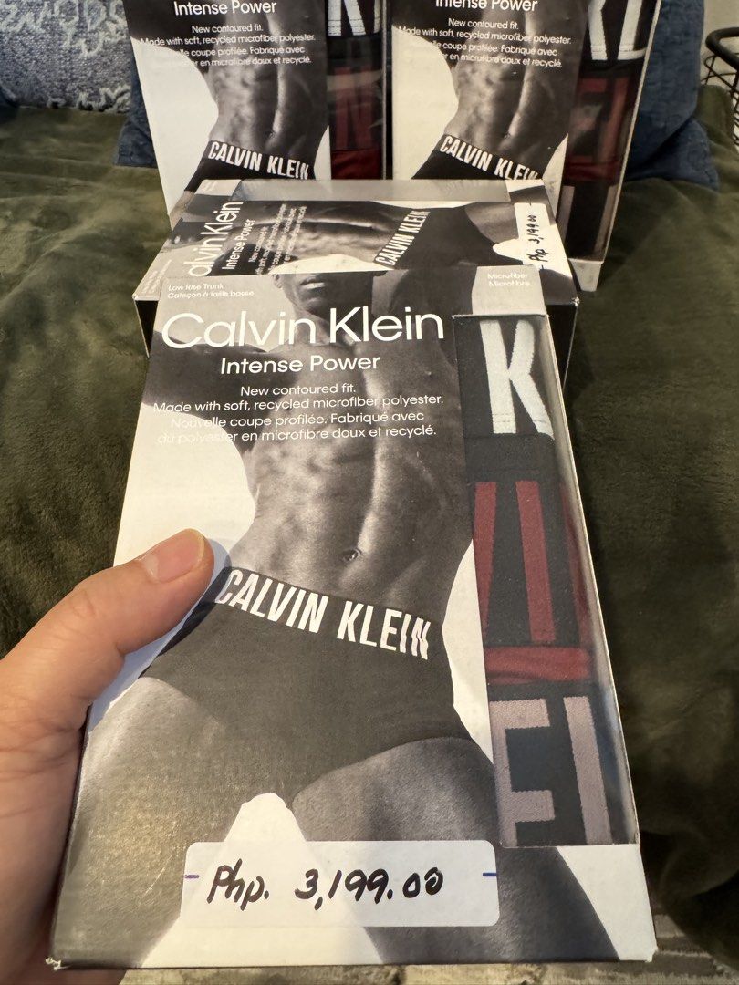 Calvin Klein Intense Power Low Rise Trunk Microfiber (Category: Underwear) located in Caloocan City. Submitted by rodelramos.rivera (Listing ID 1450101076, Image 1). Description: - Brand new Calvin Klein Intense Power low rise trunks - Made with soft, recycled microfiber polyester - Features a new contoured fit for comfort - Ideal for everyday wear - Comes in original packaging - 5 boxes available .