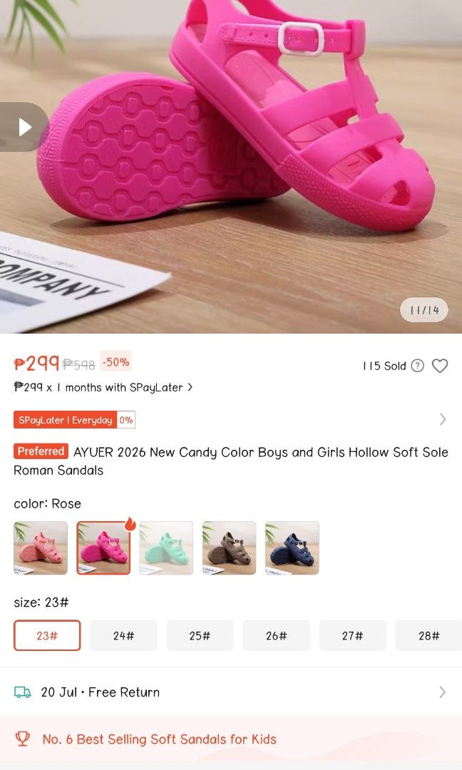 candy color sandals (Category: Babies & Kids Fashion) located in Cavite. Submitted by chuvaness (Listing ID 1449956204, Image 3). Description: brandnew candy soft sole sandals size 23 or 14cm bought this 299... 160 nalang po.