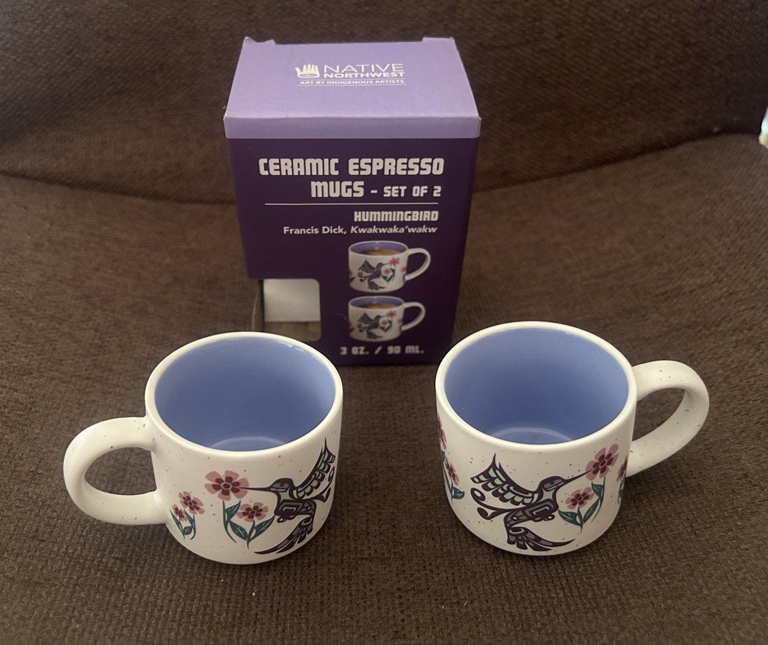 Ceramic Espresso Mugs - set of 2 (Category: Coffee & Tea Tableware) located in Binan City. Submitted by impulsebuyer12 (Listing ID 1450023374, Image 2). Description: Design is Hummingbird by Francis Dick 3oz / 90ml Bought in Canada.