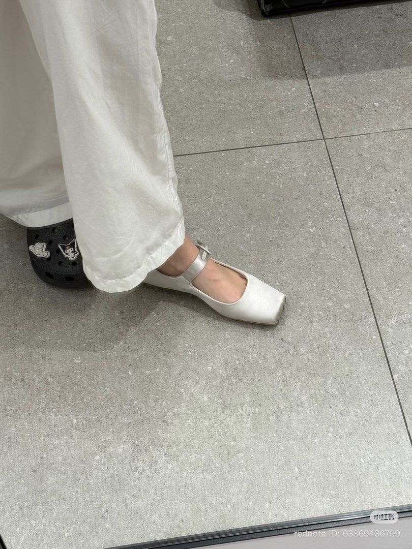 Charles & Keith Light Grey Square-Toe Mary Jane Flats (Category: Flats) located in Kuala Lumpur. Submitted by luyiwong (Listing ID 1449963266, Image 1). Description: 🥹🥹🥹 buy wrong size 😭 - Brand: Charles & Keith - Style: Mary Jane Flats, Ballet’s style - Color: Light Grey (Silk) - Design: Square toe with adjustable buckle strap - Original Price: RM 229.90 -letting go at 18X. .