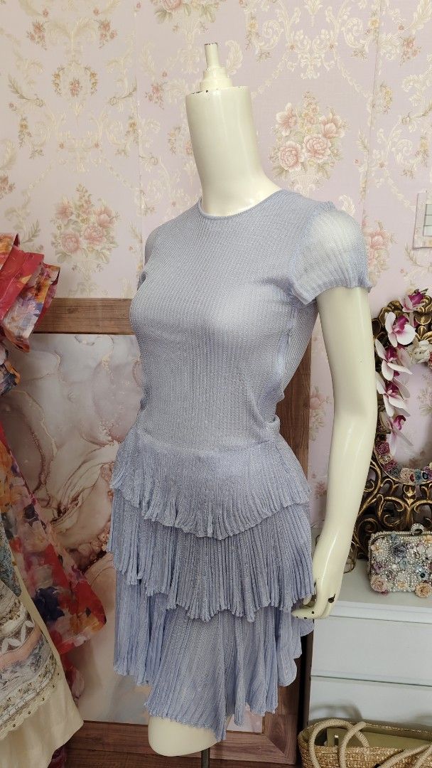 Christian Dior Pastel Blue Coords (Category: Luxury Apparel) located in Pagudpud. Submitted by altheacee063978 (Listing ID 1450022040, Image 2). Description: - Light blue Christian Dior dress - Short sleeves - Round neckline - Pleated tiered skirt - Button closure at the back - Made in Italy - Ideal for special occasions or chic daytime looks.