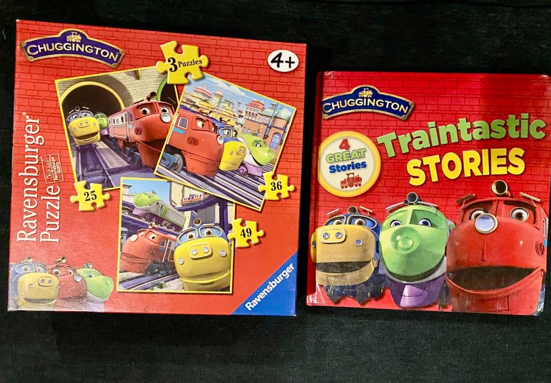 Chuggington Puzzle & Story Book, Thomas Numbers Game (Category: Children's Books) located in Makati City. Submitted by robin_l (Listing ID 1450055818, Image 1). Description: Selling these educational toys as we need to clear our toy shelves; great for young train fans! -- 1) Thomas Numbers Game Php 200 -- self-correcting puzzle for simple addition 2) Chuggington Php 350 a) 'Traintastic Stories' 4 books in one (hardbound) b) Ravensburger 3 puzzles