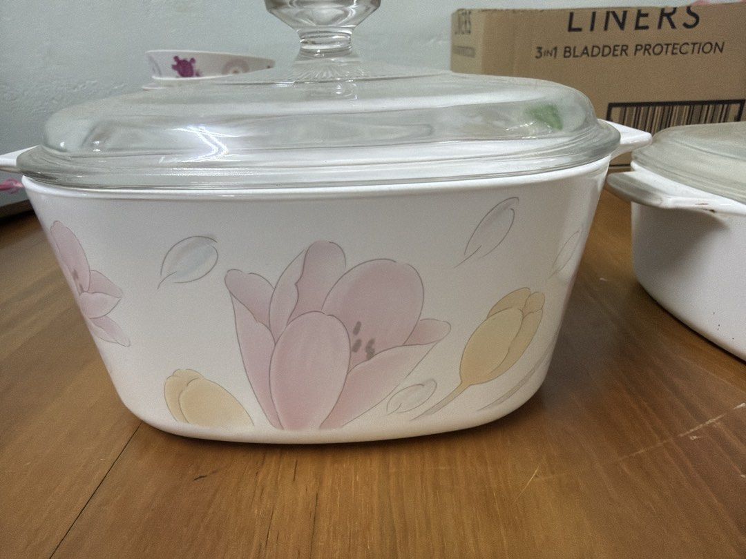 CorningWare Casserole Dishes with Glass Lids - Floral Pattern