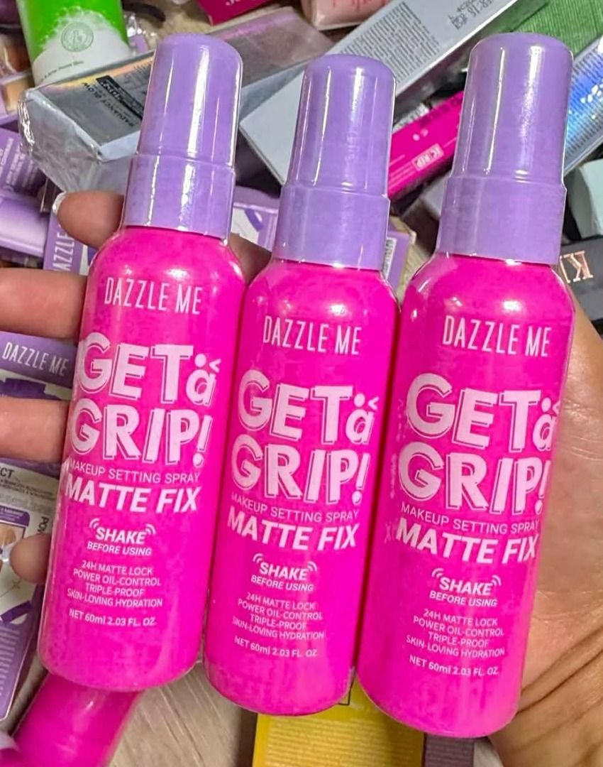 DAZZLE ME Get a Grip! Makeup Setting Spray Matte Fix 60ml (Category: Makeup) located in Muntinlupa City. Submitted by chevyxcs (Listing ID 1450101901, Image 1). Description: last piece avail.