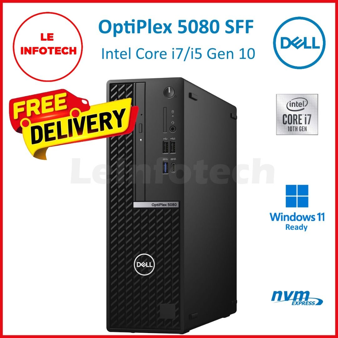 Dell OptiPlex 5080 SFF Desktop Intel Core i5 Gen 10 up to 128GB RAM1TB NVMe DisplayPort Windows 11 Used - LeInfotech