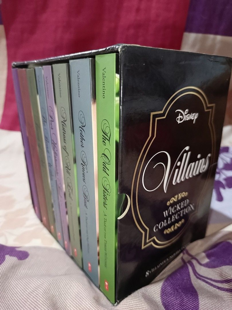 Disney Villains Wicked Collection Box Set (Category: Storybooks) located in Agdangan. Submitted by genjiii_kun (Listing ID 1450006695, Image 3). Description: - Disney Villains Wicked Collection box set - Includes 8 books: Gold-Hearted, Cruelest Thing, Evil Thing, Fairest of All, The Beast Within, Poor Unfortunate Soul, Vile Villains, Mother Knows Best, and The Odd Sisters - Stories by various authors - Great for Disney fans - Sold as set only.