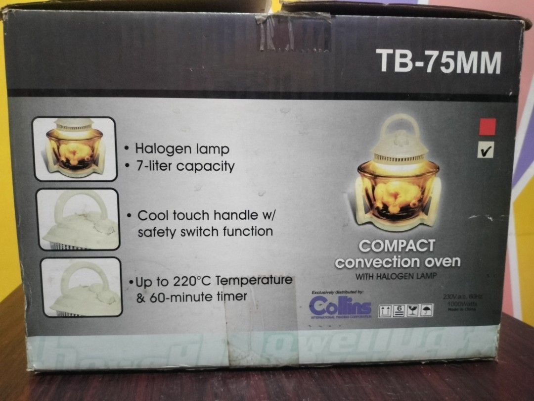 Dowell TB-75MM Compact Convection Oven with Halogen Lamp *** (Category: Ovens & Toasters) located in Taguig. Submitted by matuts1216 (Listing ID 1450087706, Image 2). Description: The Dowell TB-75MM offers a compact solution for various cooking needs, utilizing a halogen lamp for even cooking Product Specifications Capacity: 7 Liters Wattage: 900 watts Bowl Material: Tempered glass Cooking Method: Halogen lamp for faster and even cooking Controls