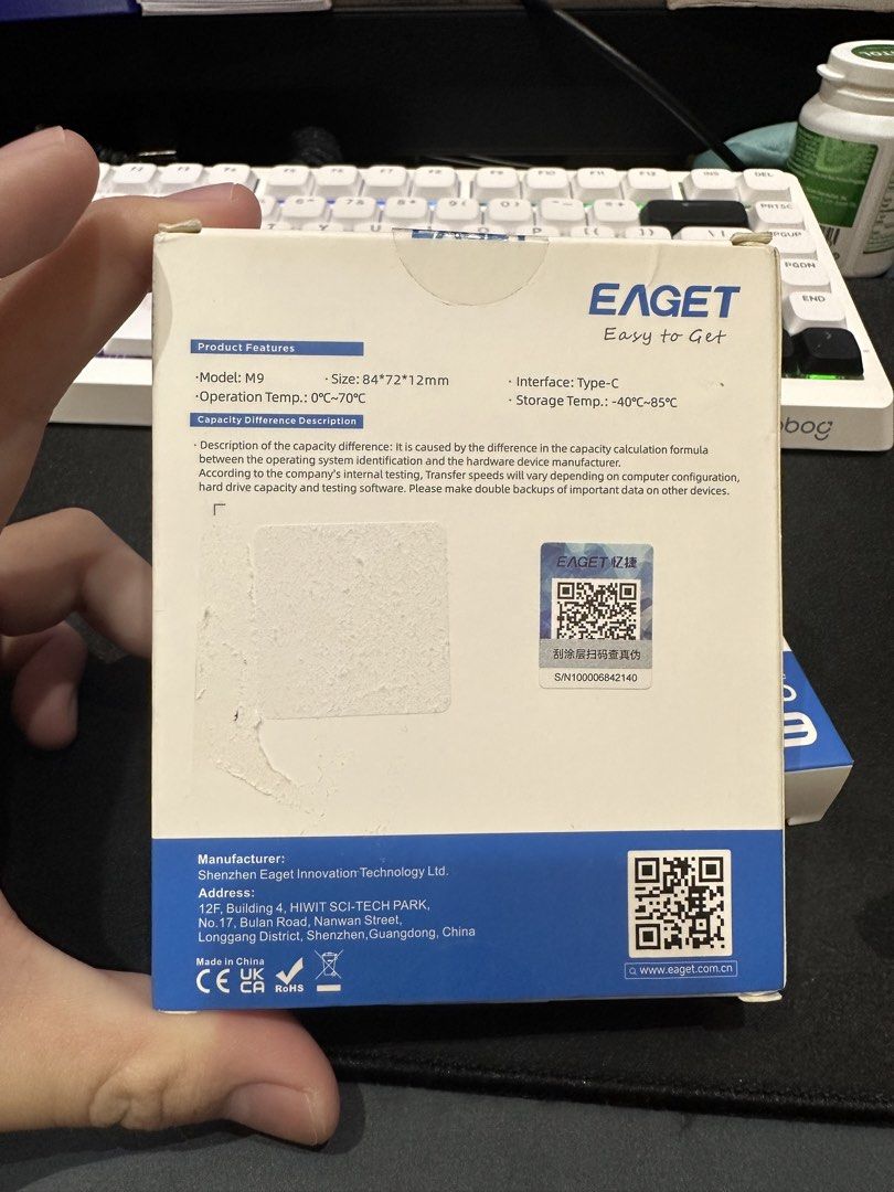 Eaget M9 1TB Portable SSD External Solid State Drive (Category: Hard Disks & Thumbdrives) located in Roxas City. Submitted by keso.12 (Listing ID 1450115945, Image 2). Description: - Eaget M9 Portable SSD - 1TB Capacity - Up to 5Gbps Transfer Speed - Type-C Interface - Ideal for On-the-Go Storage.