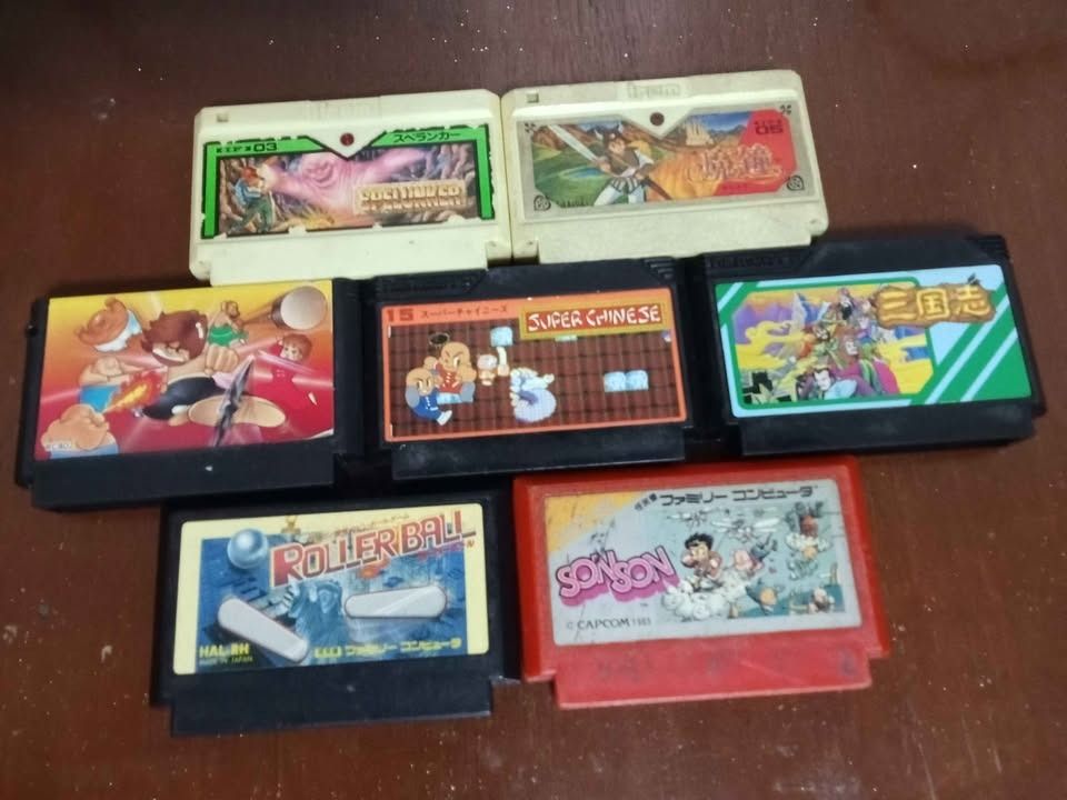 Family Computer Games Original (Check Description) (Category: Nintendo) located in Pasig City. Submitted by retrogamesonline7 (Listing ID 1450008458, Image 3). Description: Family Computer Games Original Tested Carts from Japan Japanese Game (From Namco Black Cartridge) - P200 Son Son - P200 Roller Ball - P200 Xevious - P200 Spelunker - P200 IREM Game (White Cartridge) - P200 Baseball - P250 Golf - P250 Dragon Ball - P250 F1 Race - P250 Pennant L