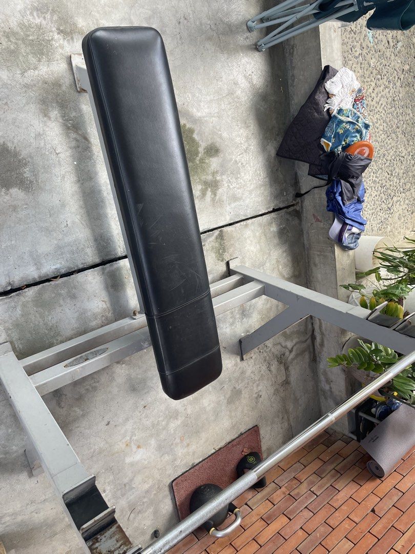 Flat Bench press with Barbell (Category: Weights & Dumbbells) located in Paranaque City. Submitted by newdeer_ab7b14 (Listing ID 1449958368, Image 2). Description: - Sturdy black weight bench with grey frame - Includes barbell and plates - Weight plates are stored in a wooden crate - Ideal for home workouts - Pick up only.