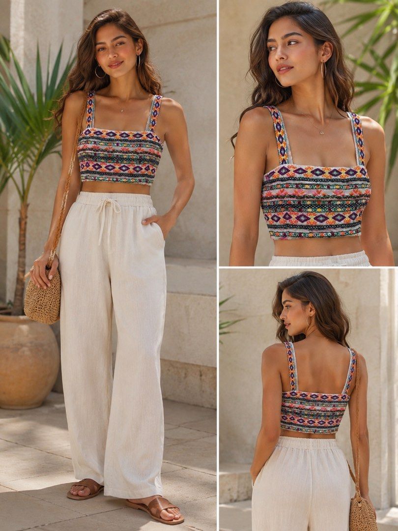 Forever 21 Embroidered Smocked Crop Top (Category: Others Tops) located in Antipolo. Submitted by waco1313 (Listing ID 1449960107, Image 1). Description: - Cute embroidered smocked crop top from Forever 21 - Features colorful geometric patterns - Stretchy smocked back for a comfortable fit - Square neckline with adjustable straps - Ideal for casual summer outfits - Pairs well with high-waisted pants or shorts.