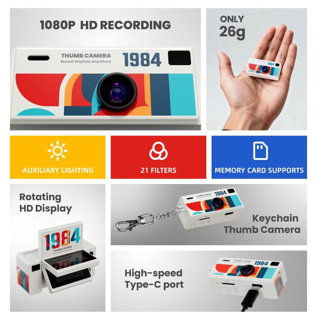 G62 Thumb Camera 1080 HP Recording (Category: Cameras) located in Quezon City. Submitted by paosells (Listing ID 1450016960, Image 2). Description: - G62 Thumb Camera - 1080p HD Recording - Compact and Lightweight (only 26g) - Rotating HD Display - Auxiliary Lighting - Supports Memory Cards - High-speed Type-C Port - Keychain Design - Record Anytime, Anywhere - Available in various fun designs and colors (Red, Black, Blue, Cyan, Yellow, Green, Gr