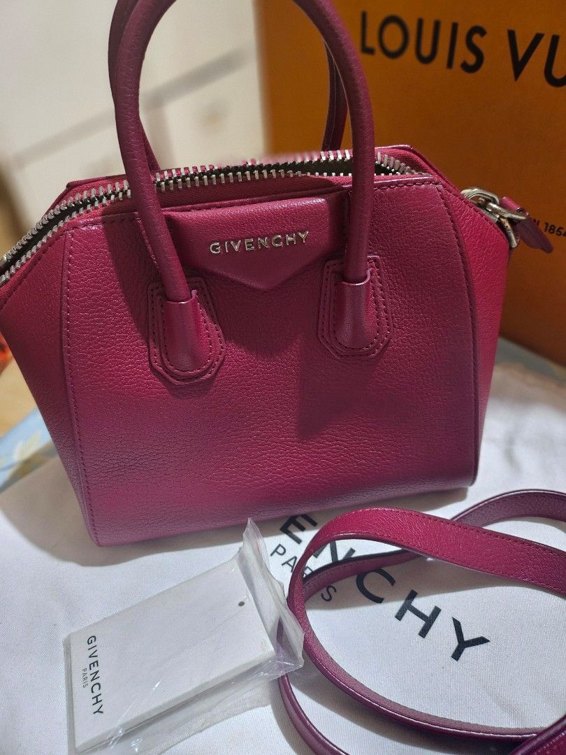 Givenchy Pink Leather Mini Bag (Category: Luxury Bags & Wallets) located in Las Pinas. Submitted by swiftdragon_0c099a (Listing ID 1450048055, Image 1). Description: - Genuine pink leather mini bag by Givenchy - Versatile with top handles and a detachable shoulder strap - Secure zipper closure - Comes with original dust bag and tag - Ideal size for carrying daily essentials.