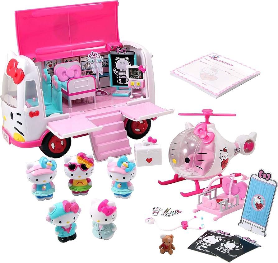 Hello Kitty Rescue Set Helicopter Ambulance Toy (Category: Kids Toys) located in San Juan City. Submitted by declutterdiariesmnl (Listing ID 1450019076, Image 2). Description: - Hello Kitty rescue set - Includes helicopter, airlift bed and ambulance (opens up) - Lots of accessories and figures - Perfect for imaginative play - All 5 Hello Kitty figures complete - Ambulance door tends to fall off due to stuck spring Item is located in METRO MANILA.