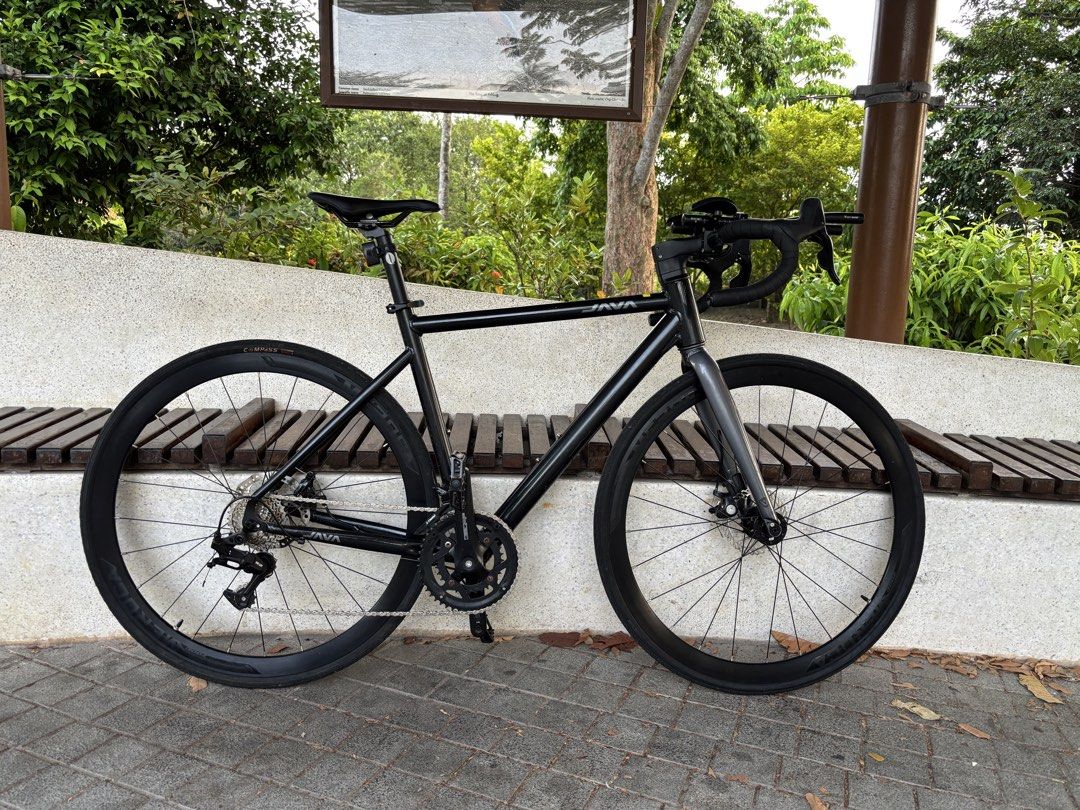 JAVA road bike (Category: Bicycles) located in Singapore. Submitted by Dyarkay (Listing ID 1450055874, Image 2). Description: Java road bike All parts are working well. Does not include tri bars or lights. - wheels changes to deeper rims - cassette changed to loud hubs Collect at my convenience please :).