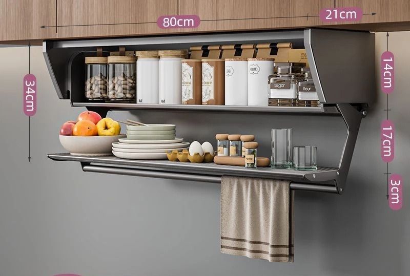 Kitchen storage shelf hanging aluminium